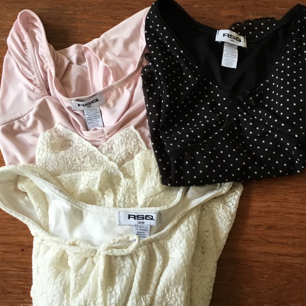 RSQ Girl’s Mixed Tops — Black Polka Dot, Blush Pink & Cream Lace
